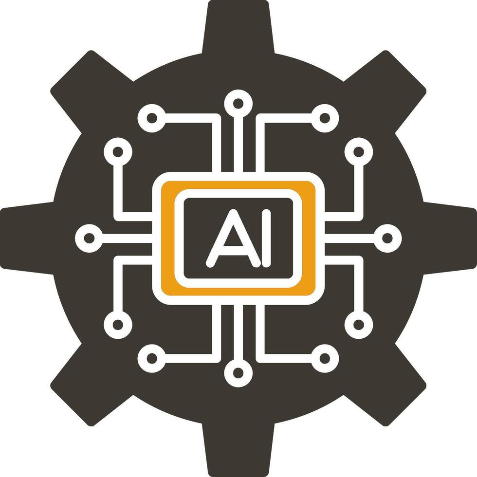 kunstmatig intelligentie- glyph twee kleur icoon vector