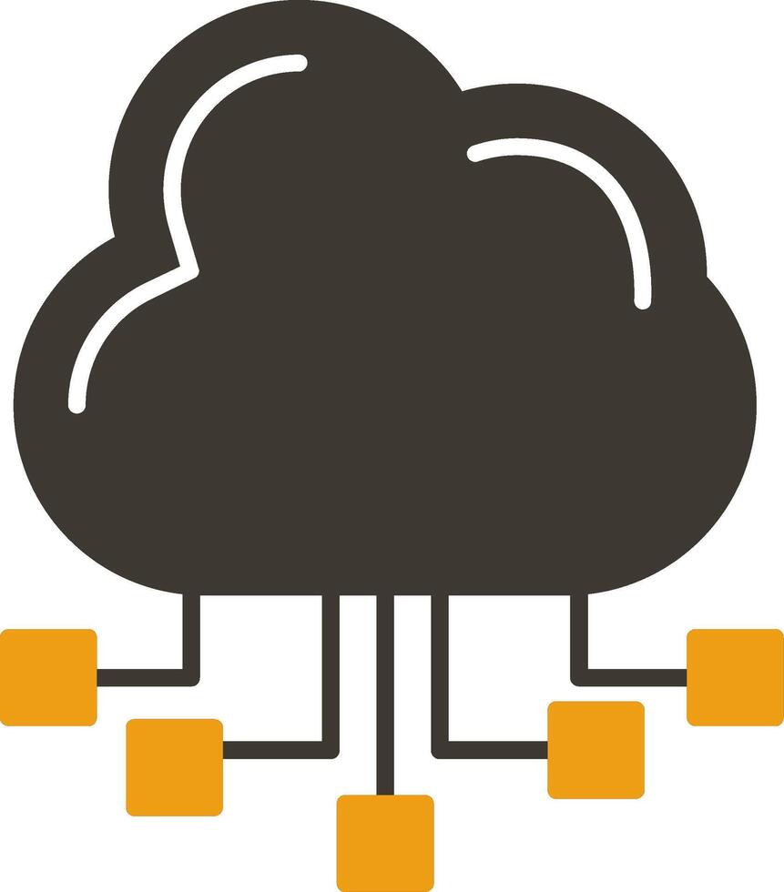 wolk server glyph twee kleur icoon vector