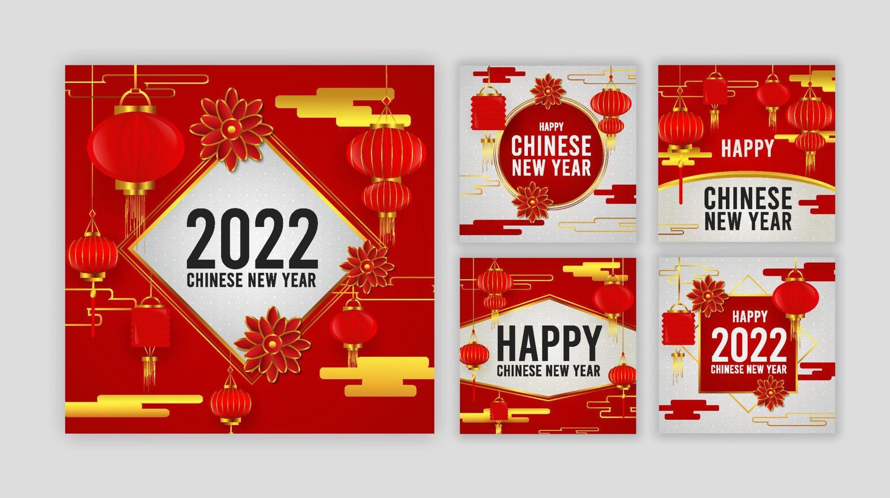 chinees nieuwjaar postcollectie lantaarn met ornament vector