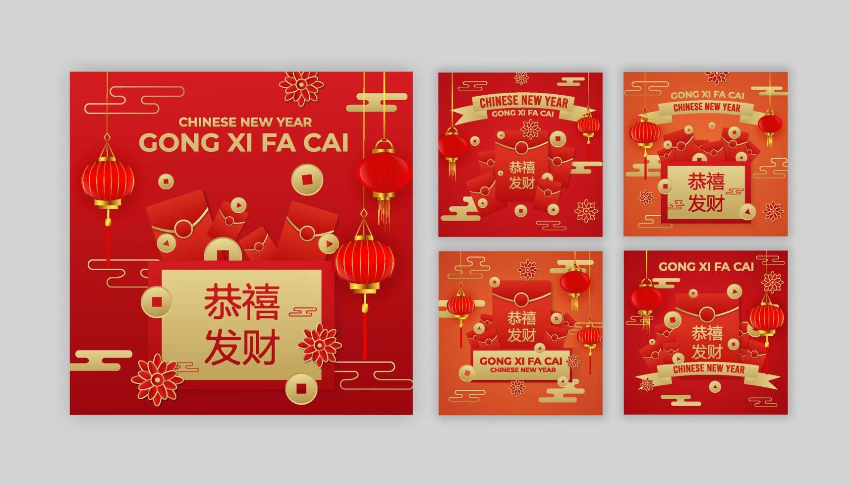 chinees nieuwjaar collectie post rood pakket vector