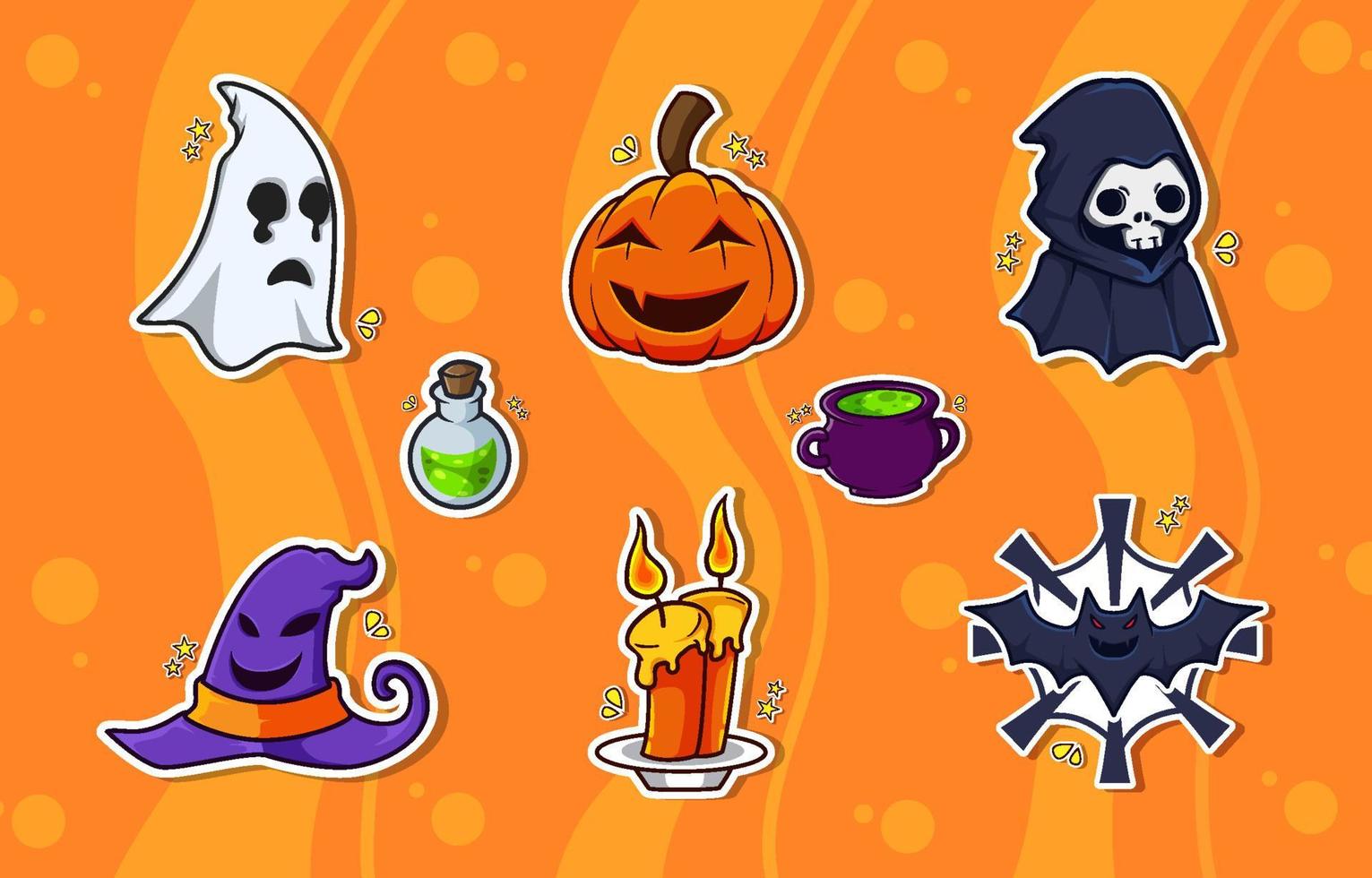 griezelige halloween-stickercollectie vector