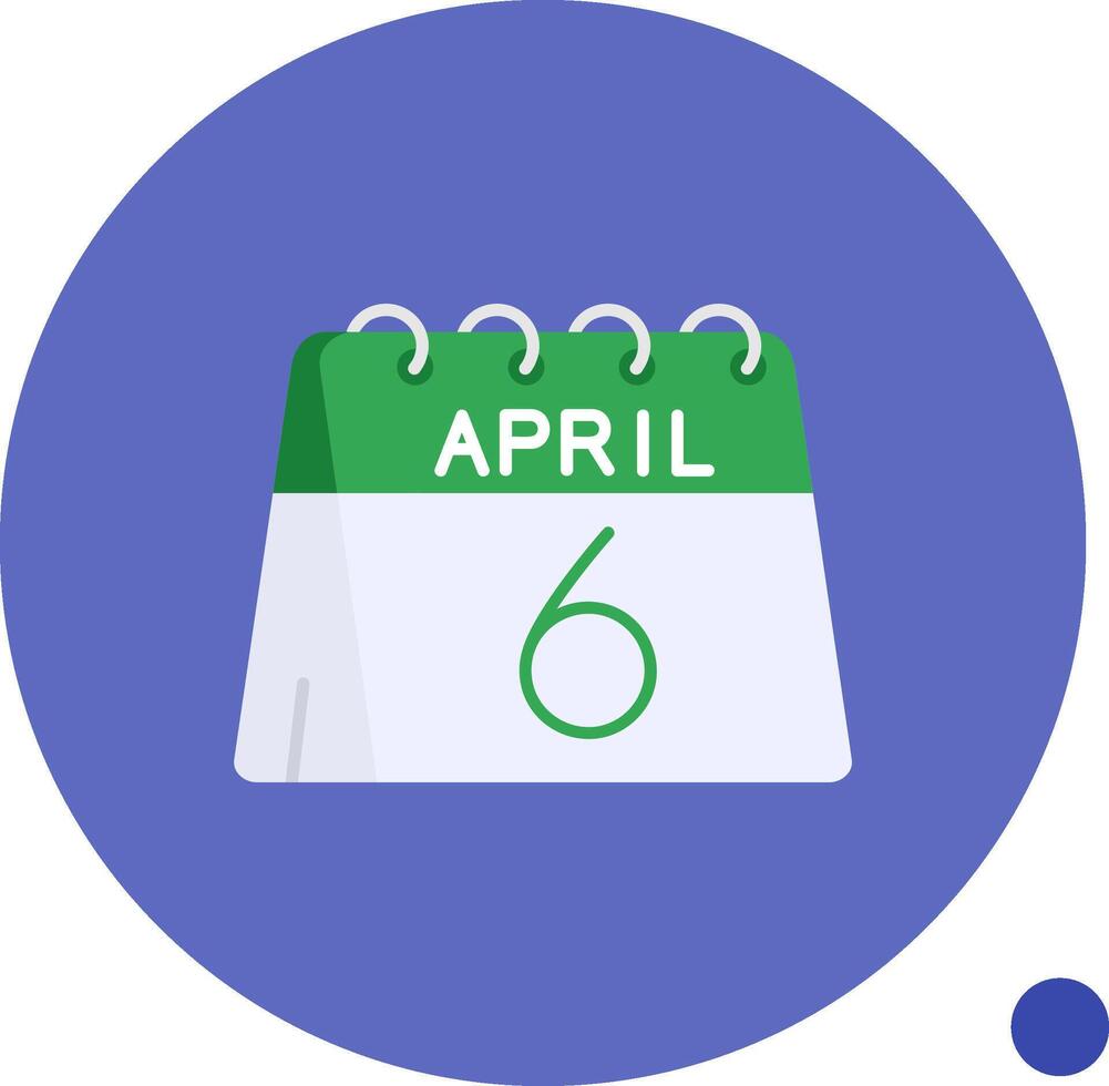 6e van april lang cirkel icoon vector