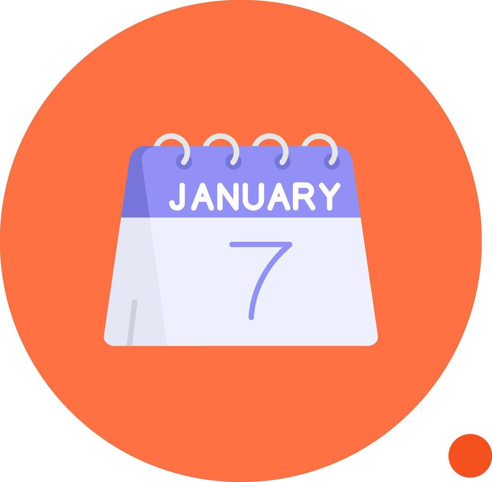 7e van januari lang cirkel icoon vector