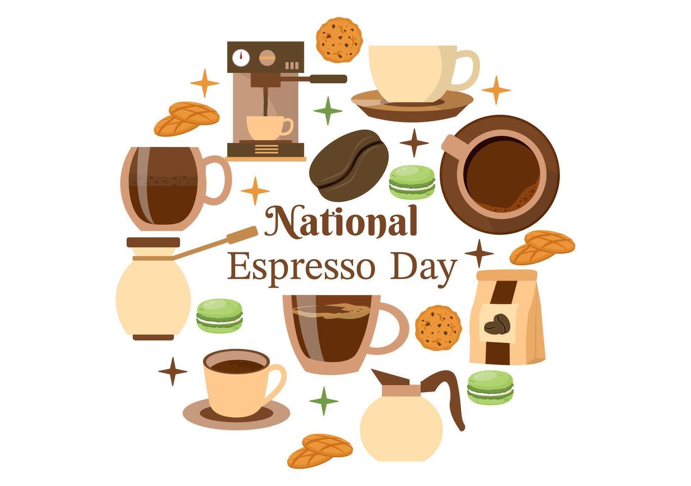 nationaal espresso dag vector illustratie Aan november 23 met kop van koffie met Boon voor Promotie of poster in vlak tekenfilm achtergrond ontwerp