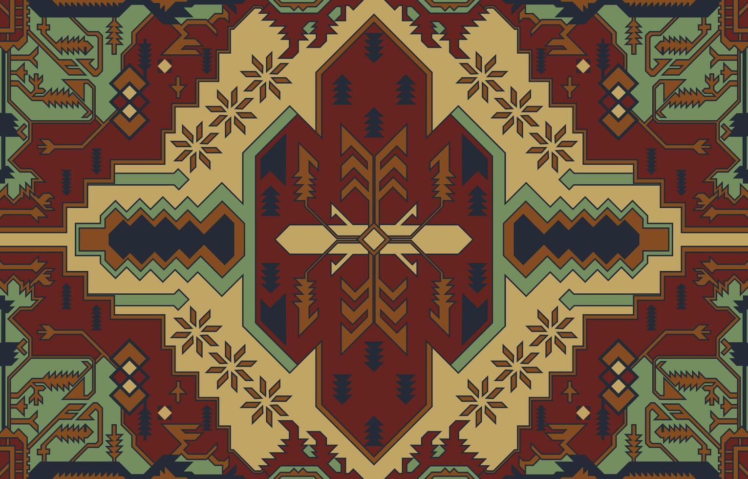 Navajo patroon.perzisch vloerkleed.aztec tribaal.naadloos meetkundig patroon. inheems etnisch tapijt. etniciteit. rood tapijt, de verhaal van de brand oorlog. vector