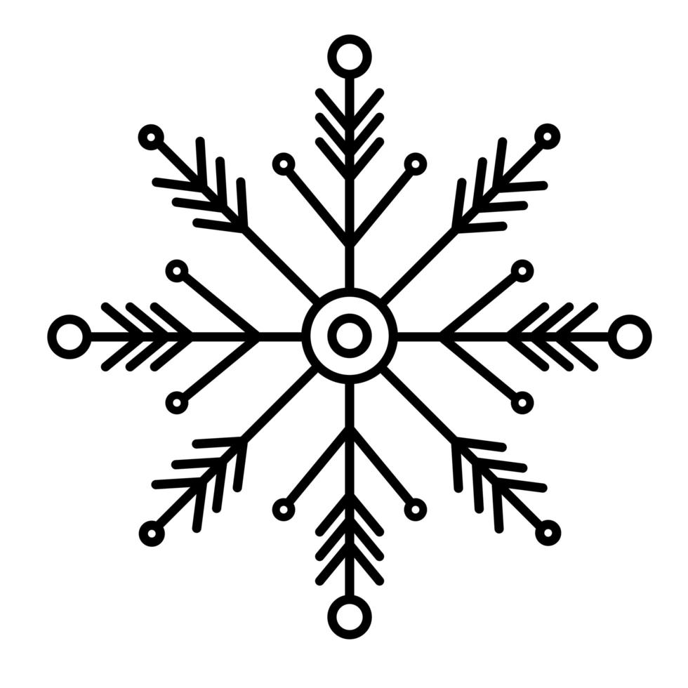 kerst sneeuwvlok decoratie lijn pictogram stijl witte achtergrond vector