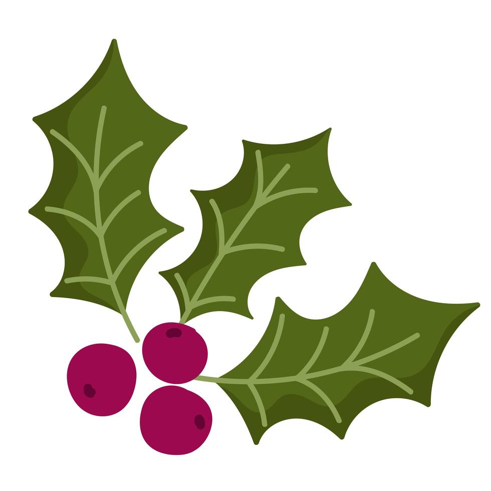 vrolijk kerstfeest, hulstbes decoratie icoon ontwerp vector