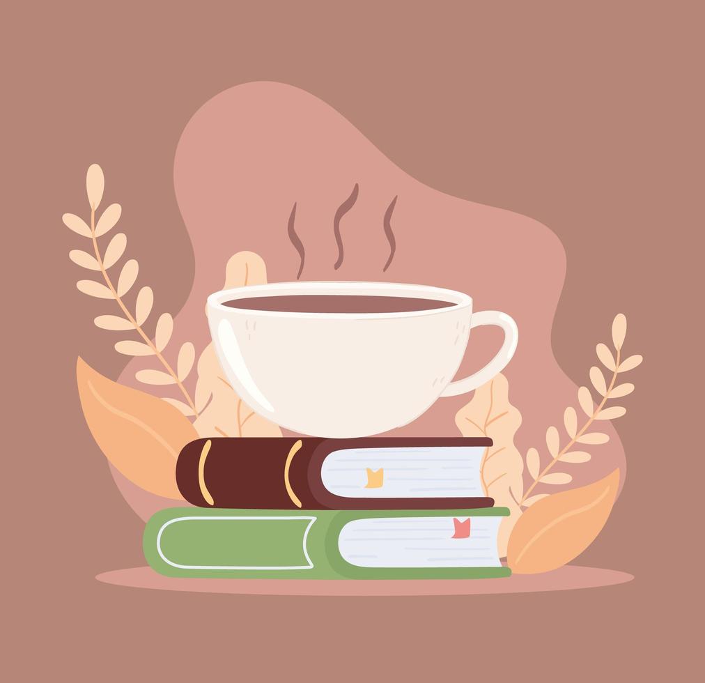 koffiekopje op boeken vector