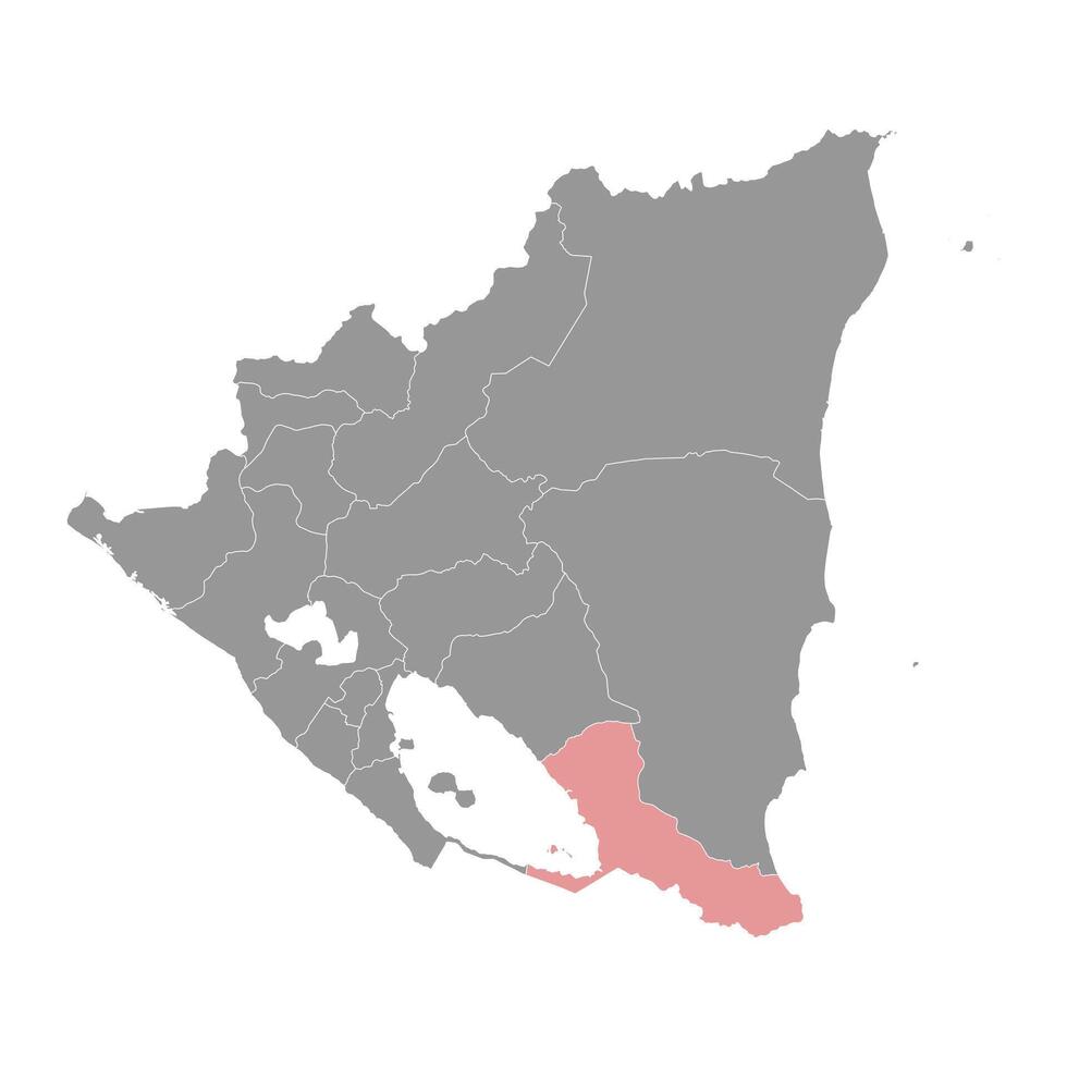 Rio san Juan afdeling kaart, administratief divisie van Nicaragua. vector illustratie.