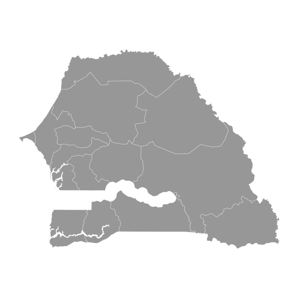 Senegal kaart met administratief divisies. vector illustratie.