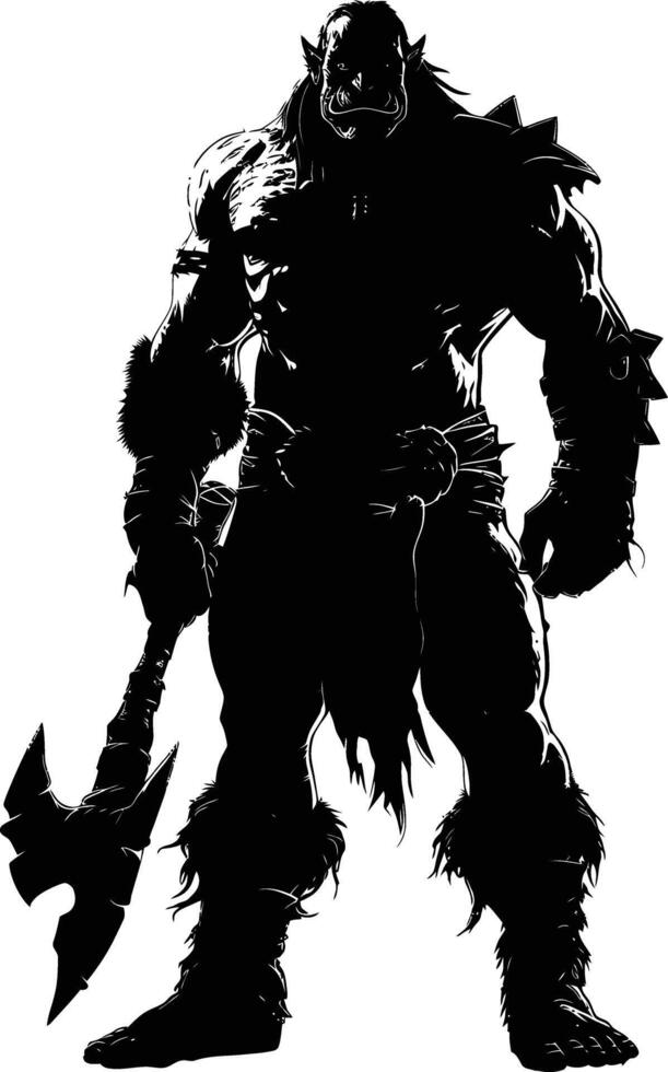 ai gegenereerd silhouet orc mythisch ras van spel zwart kleur enkel en alleen vector