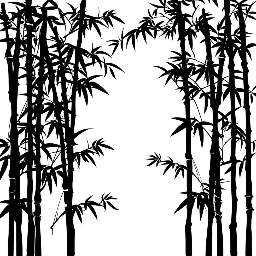 ai gegenereerd silhouet bamboe Woud vol lichaam zwart kleur enkel en alleen vector