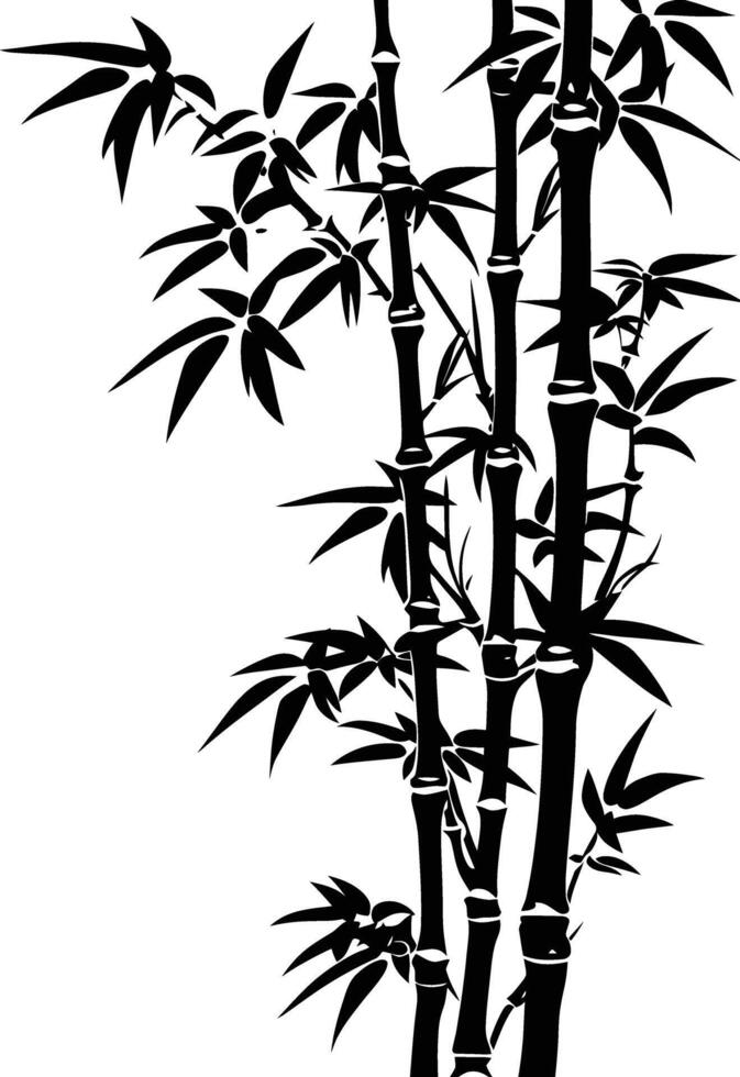 ai gegenereerd silhouet bamboe vol lichaam zwart kleur enkel en alleen vector
