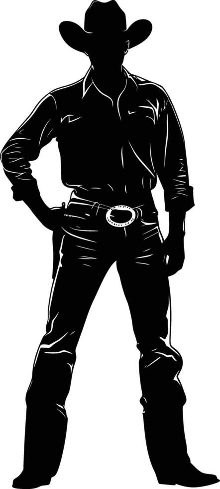 ai gegenereerd silhouet cowboy vol lichaam zwart kleur enkel en alleen vector