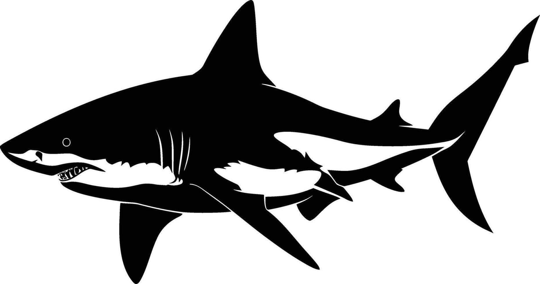 ai gegenereerd silhouet haai zwart kleur enkel en alleen vector