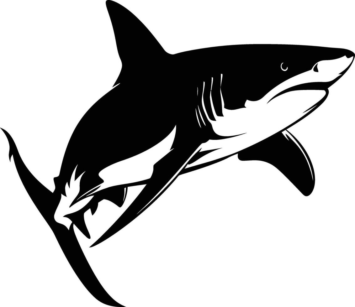 ai gegenereerd silhouet haai zwart kleur enkel en alleen vector