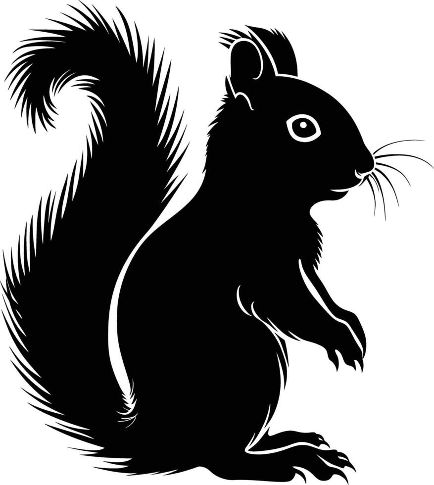 ai gegenereerd silhouet eekhoorn zwart kleur enkel en alleen vector