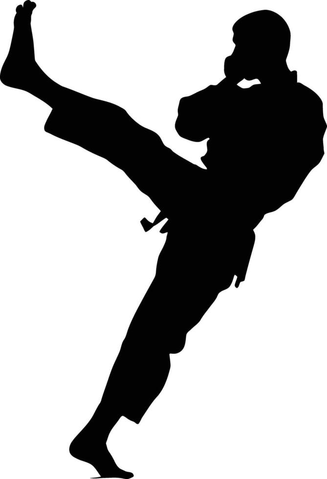 ai gegenereerd silhouet tae kwon Doen of karate trap vol lichaam zwart kleur enkel en alleen vector