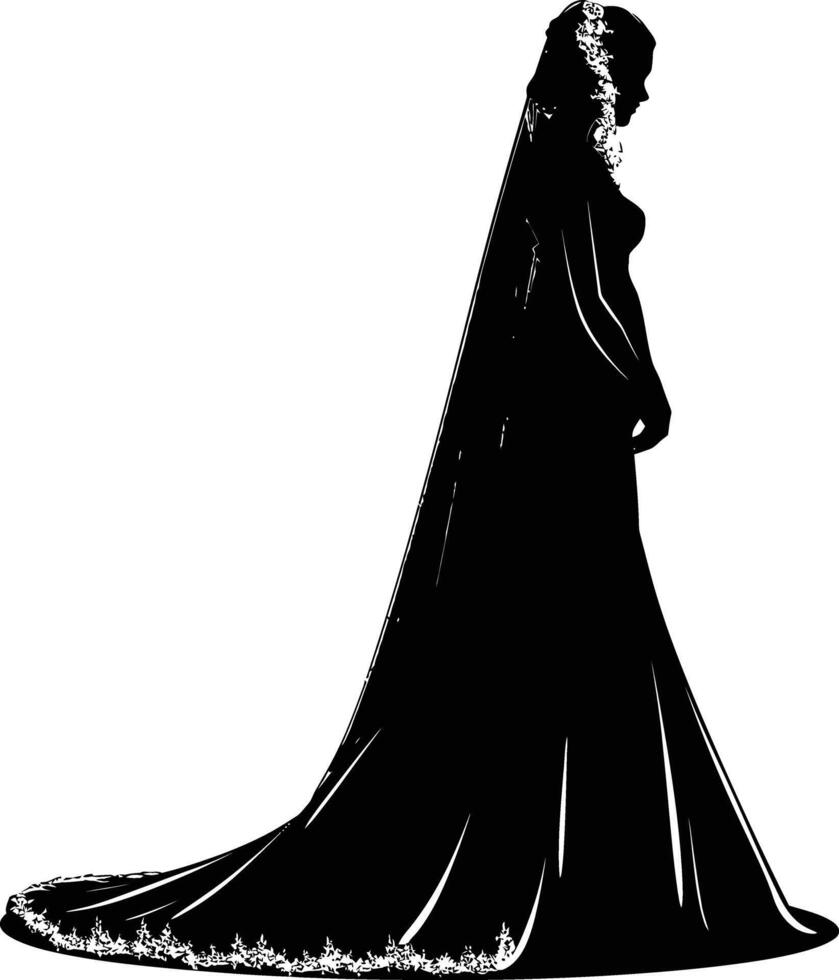ai gegenereerd silhouet de bruid vrouw vol lichaam zwart kleur enkel en alleen vector