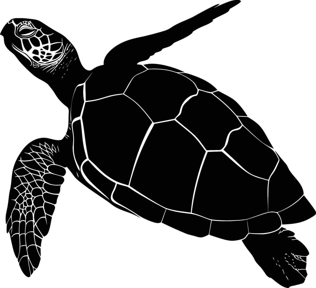 ai gegenereerd silhouet schildpad vol lichaam zwart kleur enkel en alleen vector