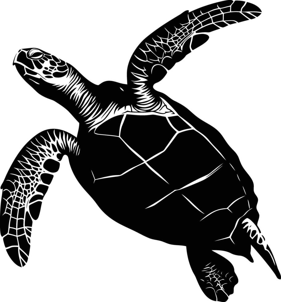 ai gegenereerd silhouet schildpad vol lichaam zwart kleur enkel en alleen vector