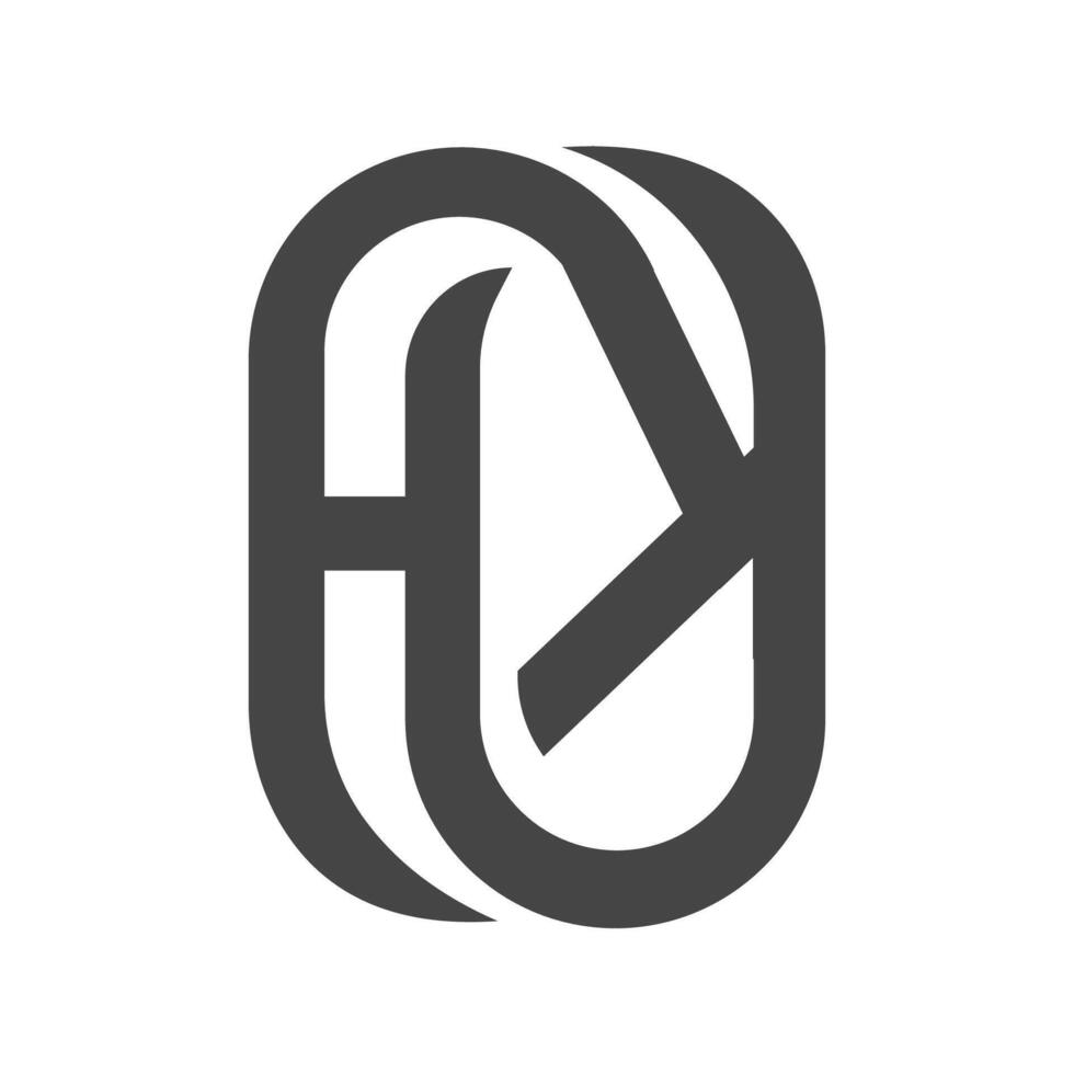 alfabet initialen logo hk, kh, k en h vector