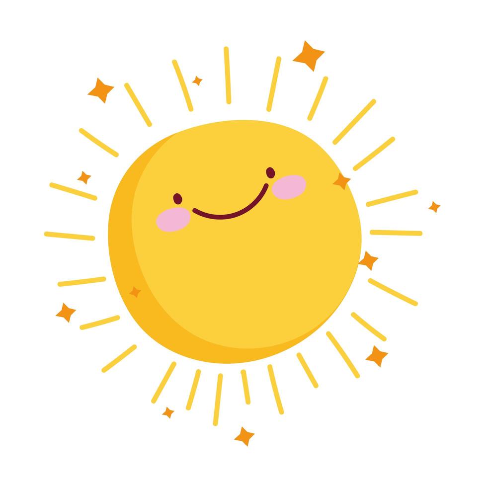 schattig zon zomerweer met sterren cartoon vector