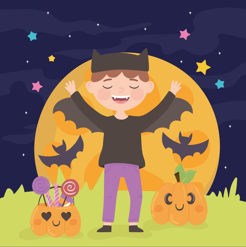 halloween kind in verkleedfeestje vector