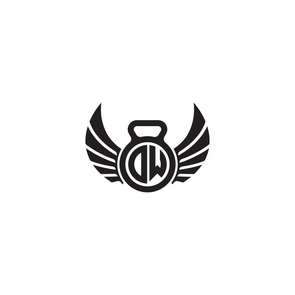 dw geschiktheid Sportschool en vleugel eerste concept met hoog kwaliteit logo ontwerp vector