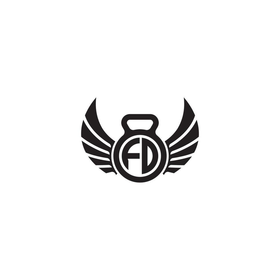 fd geschiktheid Sportschool en vleugel eerste concept met hoog kwaliteit logo ontwerp vector