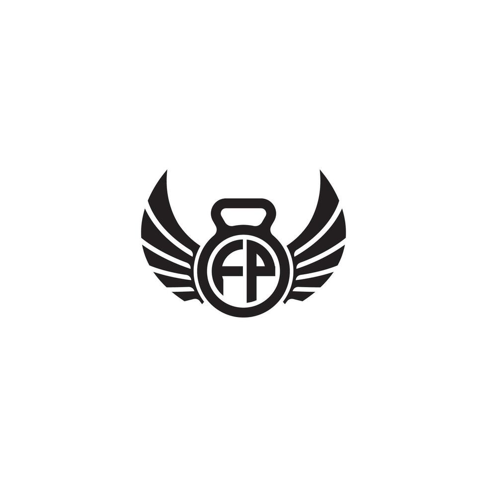 fp geschiktheid Sportschool en vleugel eerste concept met hoog kwaliteit logo ontwerp vector