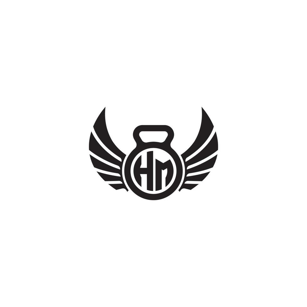 hm geschiktheid Sportschool en vleugel eerste concept met hoog kwaliteit logo ontwerp vector