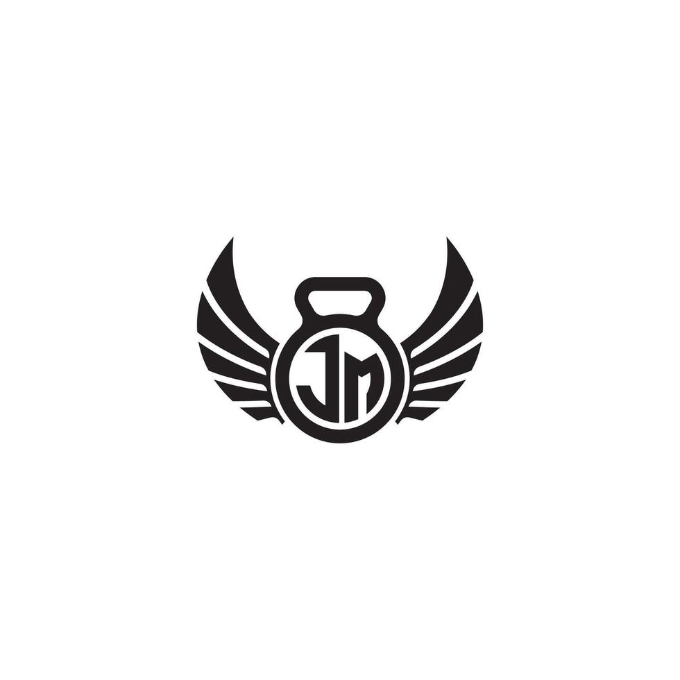 jm geschiktheid Sportschool en vleugel eerste concept met hoog kwaliteit logo ontwerp vector
