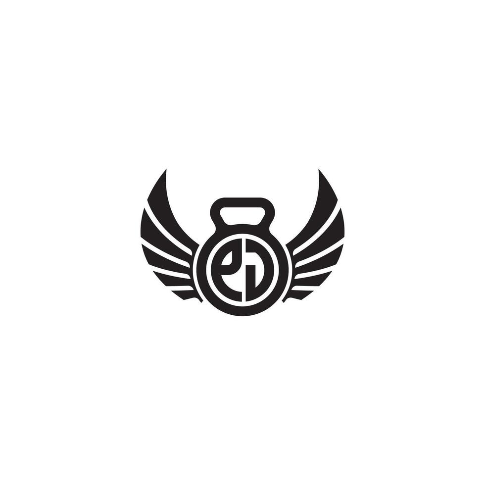 pj geschiktheid Sportschool en vleugel eerste concept met hoog kwaliteit logo ontwerp vector