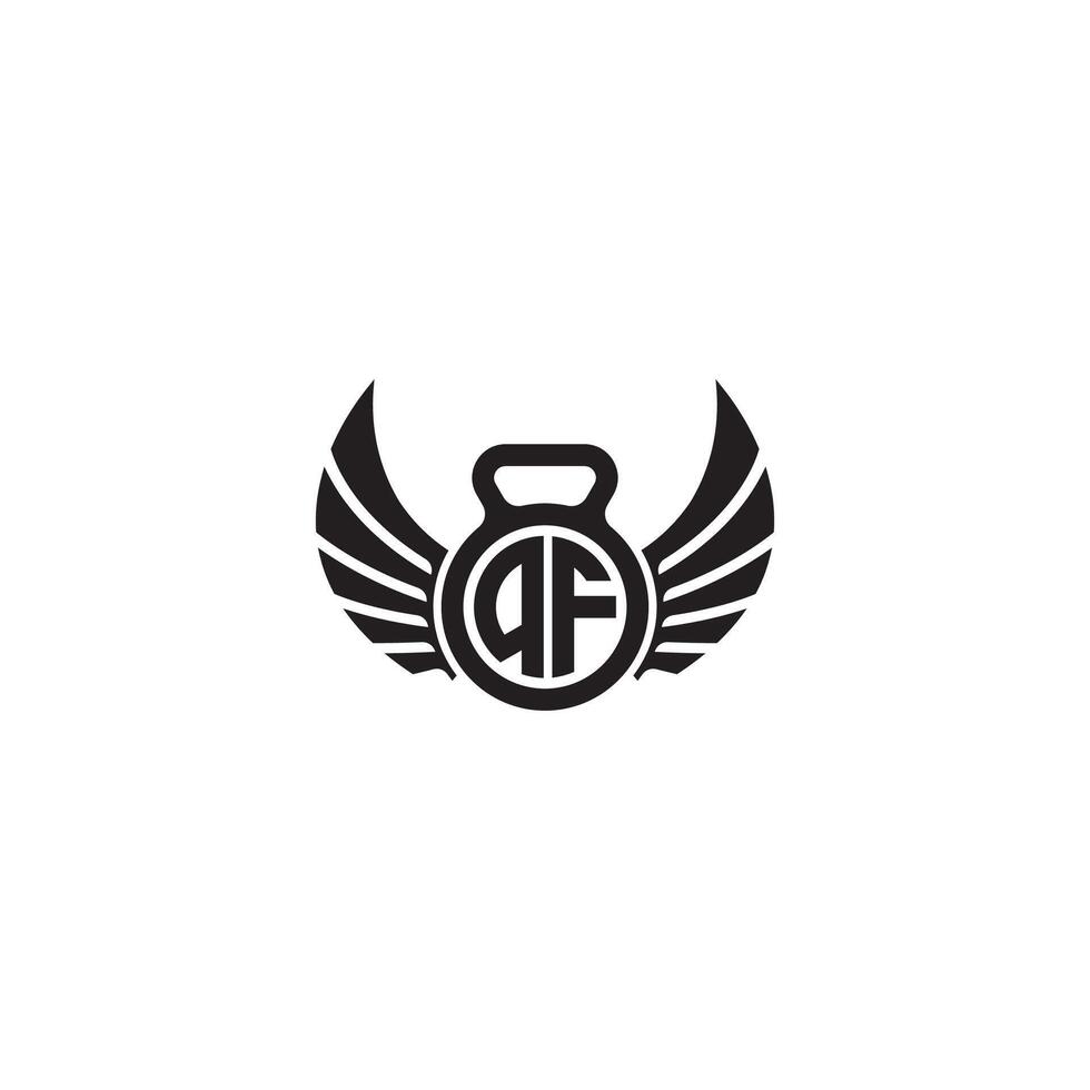 qf geschiktheid Sportschool en vleugel eerste concept met hoog kwaliteit logo ontwerp vector