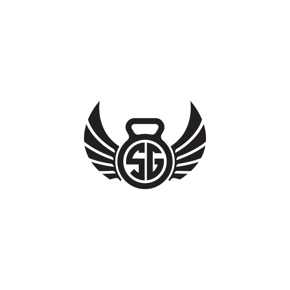 sg geschiktheid Sportschool en vleugel eerste concept met hoog kwaliteit logo ontwerp vector