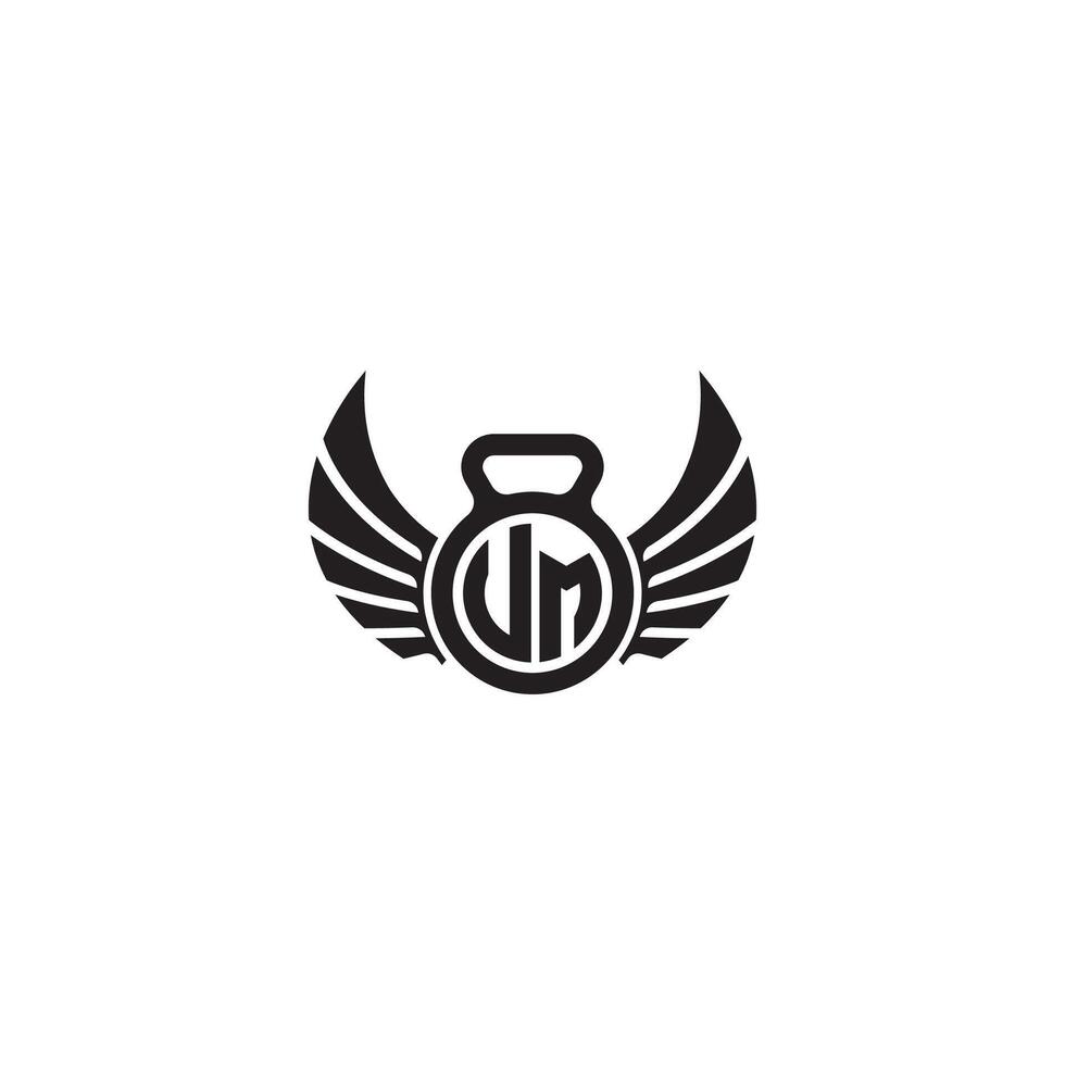 tm geschiktheid Sportschool en vleugel eerste concept met hoog kwaliteit logo ontwerp vector