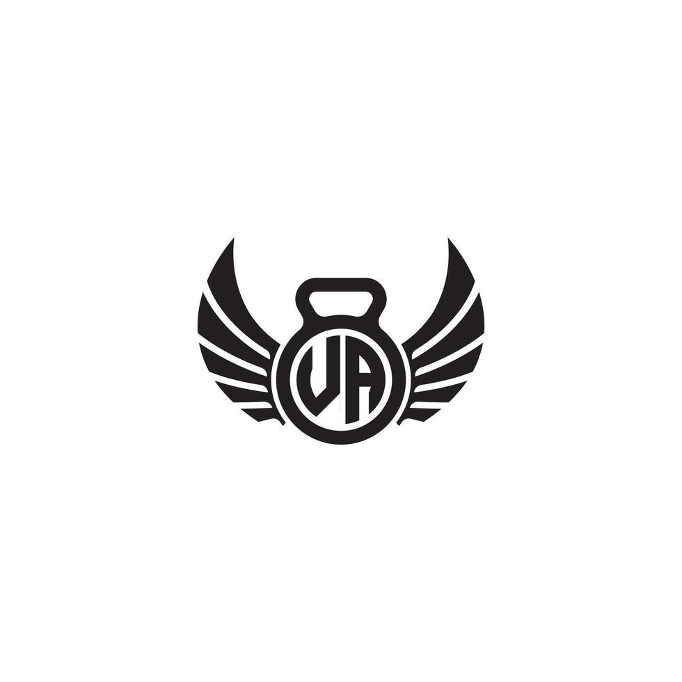 va geschiktheid Sportschool en vleugel eerste concept met hoog kwaliteit logo ontwerp vector