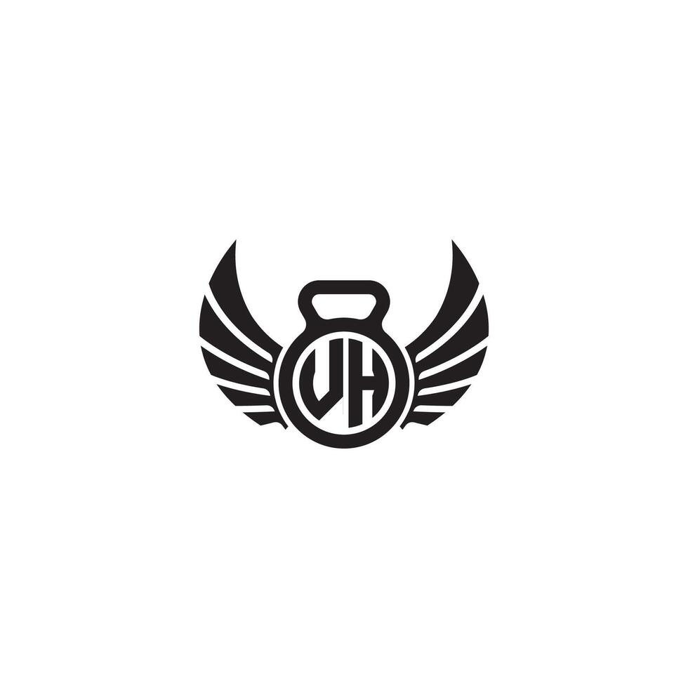 vh geschiktheid Sportschool en vleugel eerste concept met hoog kwaliteit logo ontwerp vector
