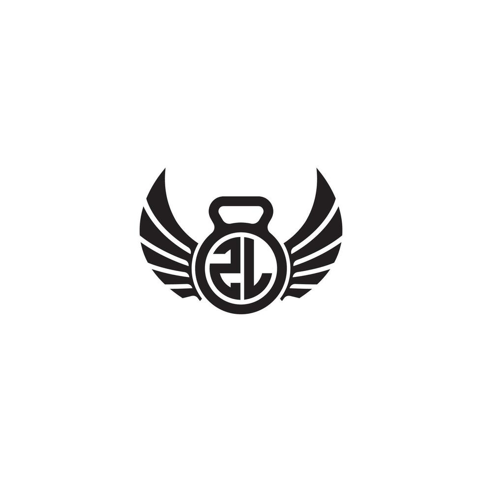 zl geschiktheid Sportschool en vleugel eerste concept met hoog kwaliteit logo ontwerp vector