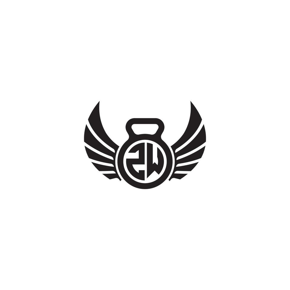 zw geschiktheid Sportschool en vleugel eerste concept met hoog kwaliteit logo ontwerp vector