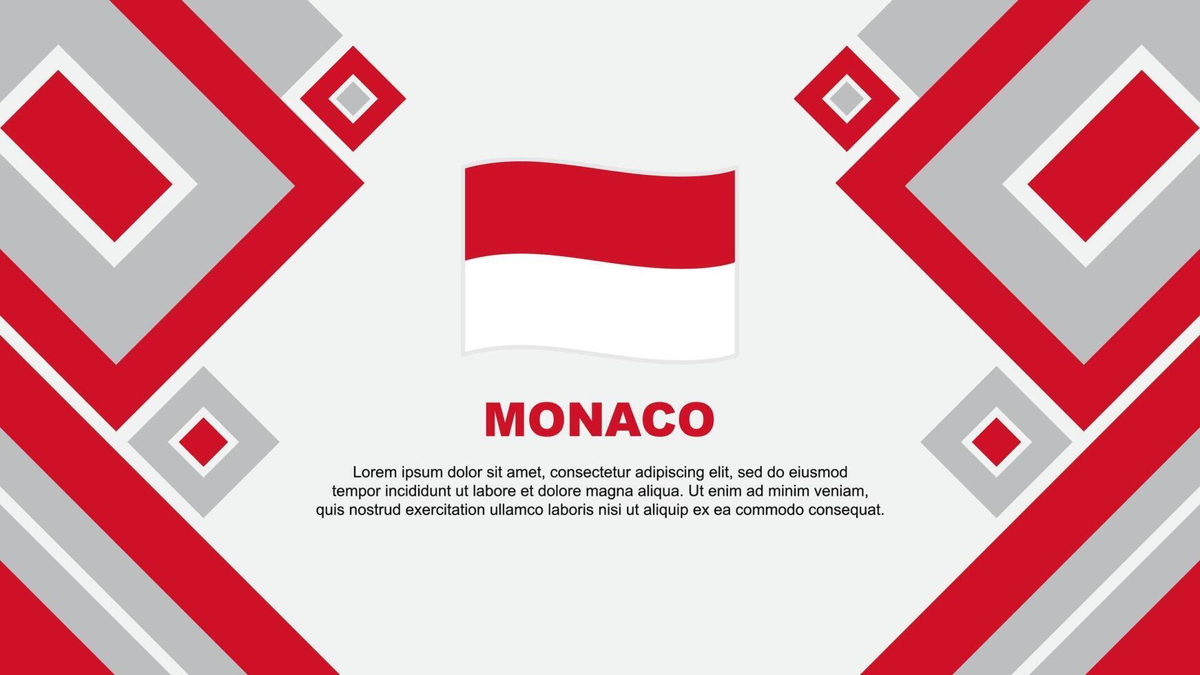 Monaco vlag abstract achtergrond ontwerp sjabloon. Monaco onafhankelijkheid dag banier behang vector illustratie. Monaco tekenfilm