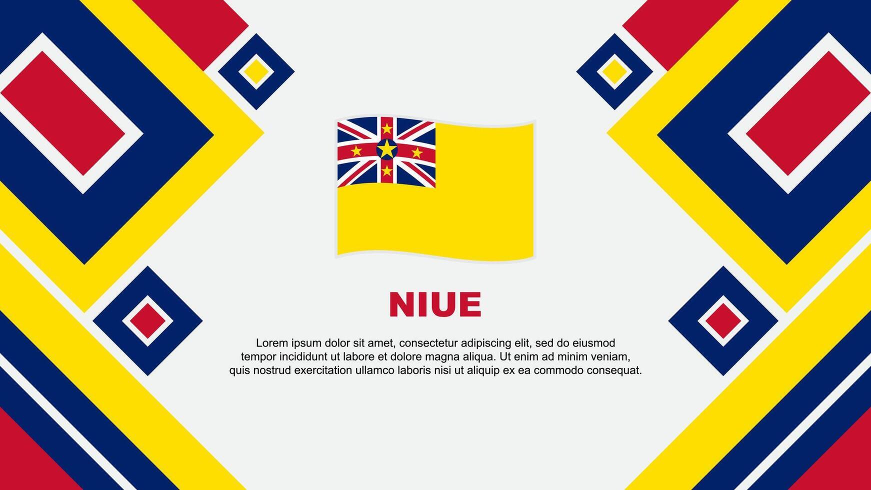 niue vlag abstract achtergrond ontwerp sjabloon. niue onafhankelijkheid dag banier behang vector illustratie. niue tekenfilm