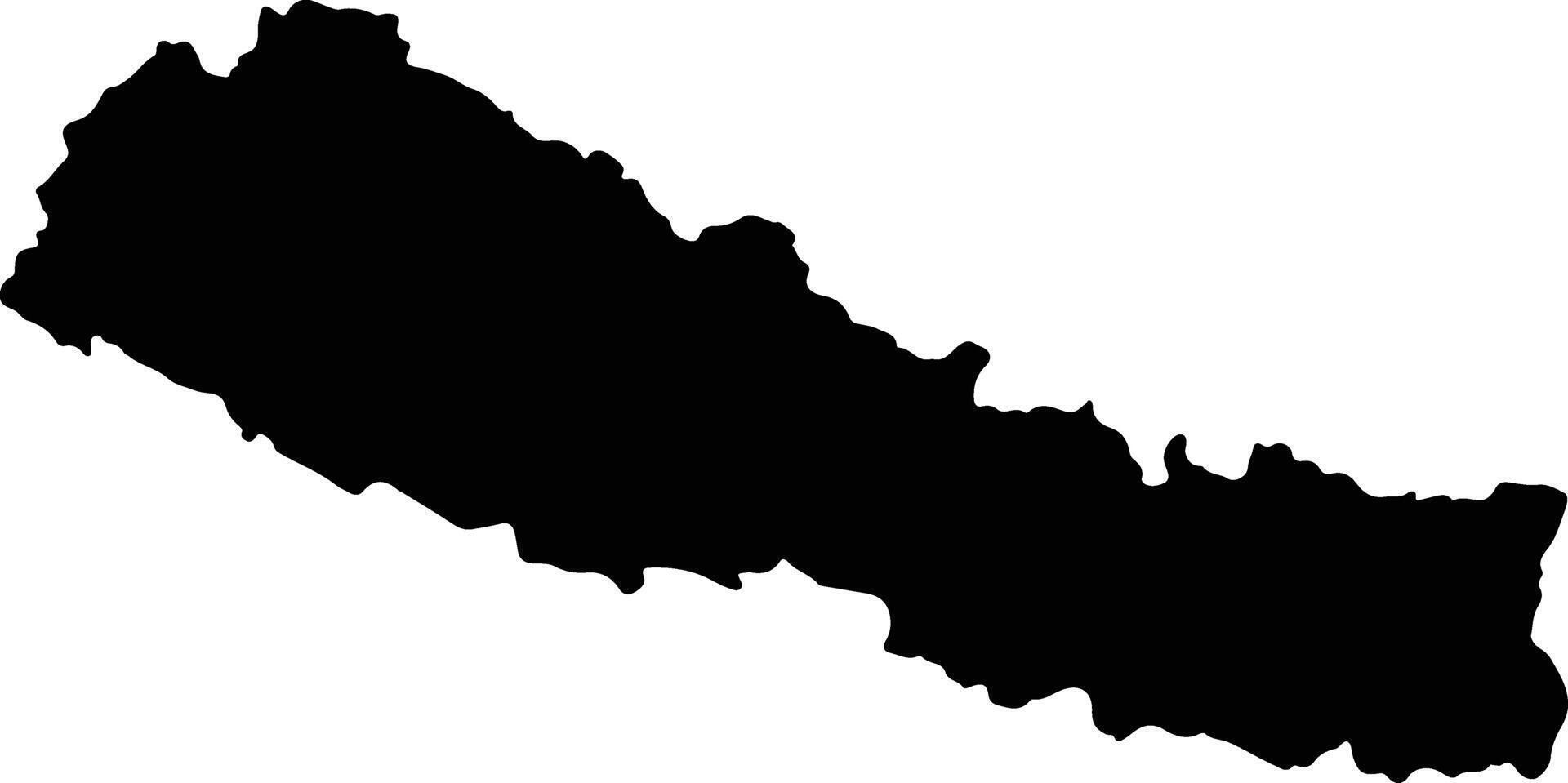 Nepal silhouet kaart vector