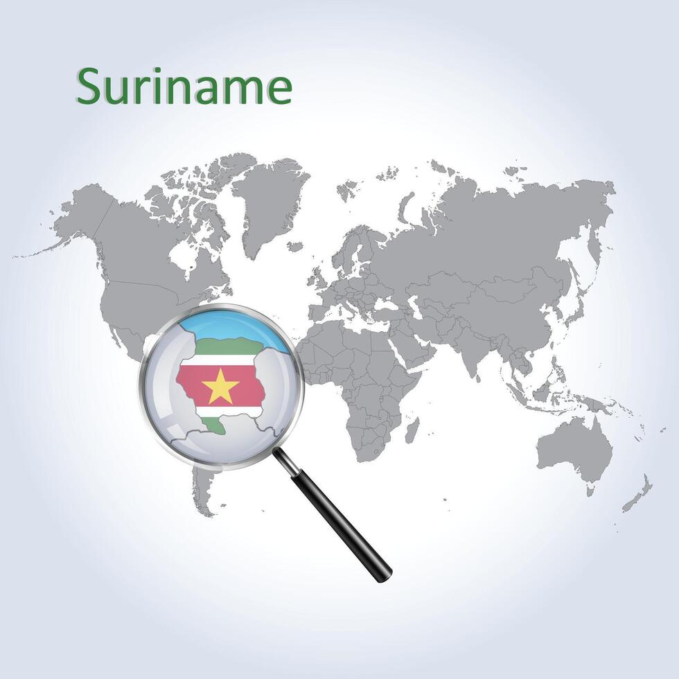 uitvergroot kaart Suriname met de vlag van Suriname uitbreiding van kaarten, vector kunst