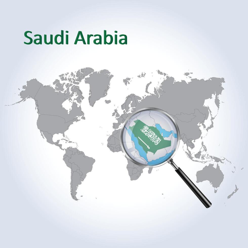 uitvergroot kaart van saudi Arabië met de vlag van saudi Arabië uitbreiding van kaarten, vector kunst