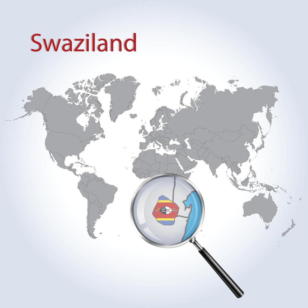 uitvergroot kaart Swaziland met de vlag van Swaziland uitbreiding van kaarten, vector kunst