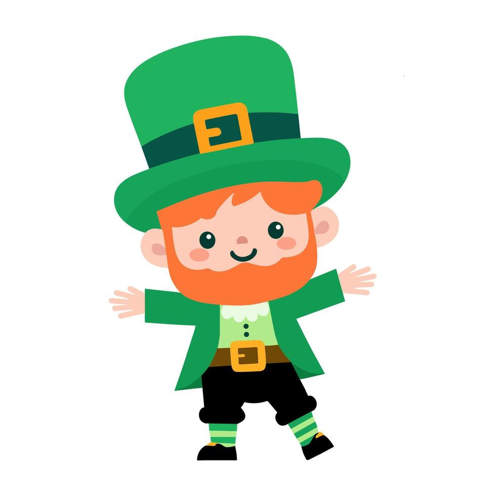 schattig elf van Ierse folklore illustratie voor st. Patrick dag. groen elf clip art voor kinderen vector