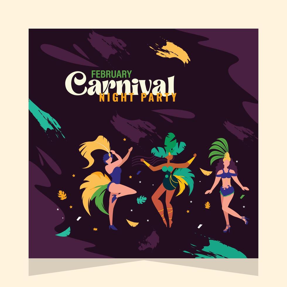 braziliaans carnaval nacht partij sociaal media post illustratie vector