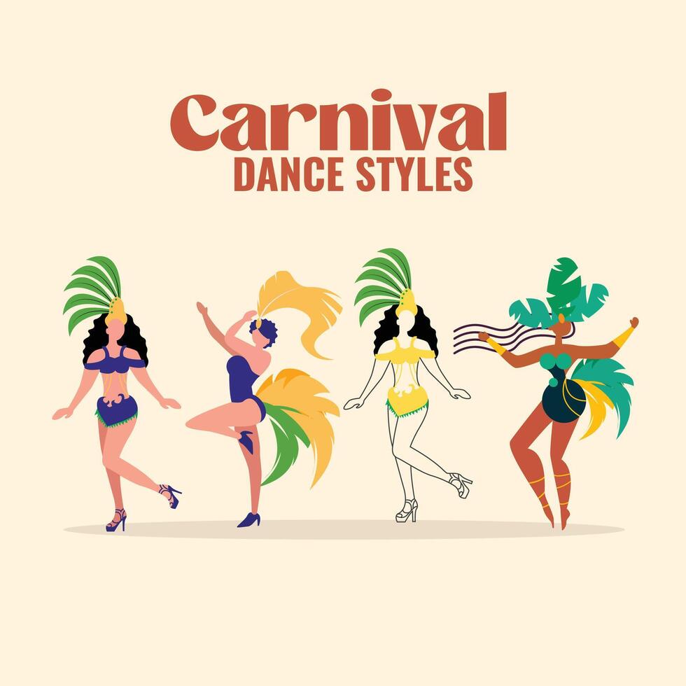 gelukkig braziliaans carnaval dans partij sociaal media post illustratie vector